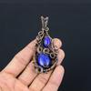Подвеска из лазурита, ювелирное изделие из драгоценного камня ручной работы, подвеска, обернутая медной проволокой 999 пробы, ювелирная подвеска уникального дизайна
