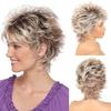 Gradual Gray White Short Curly Hair Set for Middle-aged and Elderly People