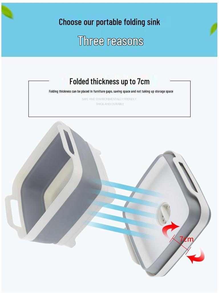 Складной пластиковый таз для мытья - Портативный, утолщенный складной умывальник и ведро для льда/фруктов