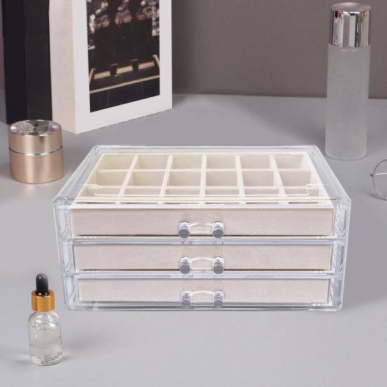 Акриловый органайзер для ювелирных изделий с 3 ящиками и несколькими отделениями, держатель для сережек, регулируемые подносы, пыленепроницаемая прозрачная шкатулка для драгоценностей