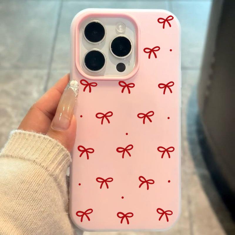 Милый чехол для телефона с принтом красного банта, матовый, для iPhone 17 Air 16 15 14 13 12 11 Pro Max X XS XR 7 8 Plus 16E SE2, противоударные чехлы