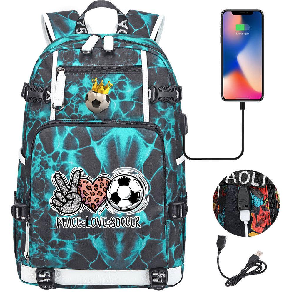 2026 Sports Soccer USB Large Capacity Backpack for Middle High School Students Travel Unisex