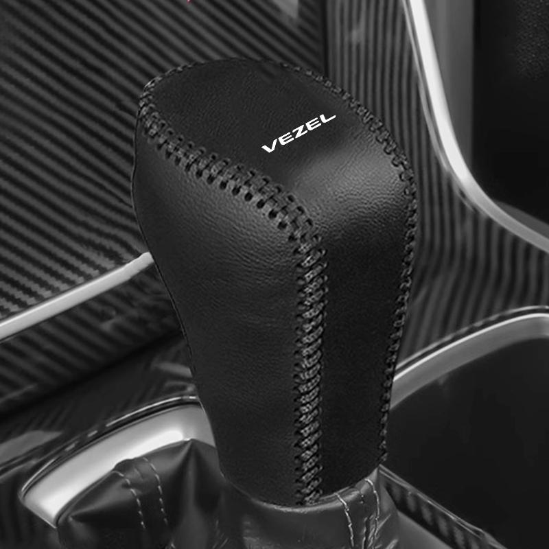 Car Logo Shift Cover Leather Handbrake Shift Sleeve Accessories For Honda Civic Accord CRV Fit Jazz Transalp CBR cb500x Odyssey akd256