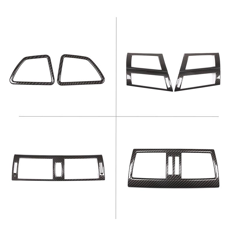 Автомобильная текстура из углеродного волокна, внутренняя центральная панель управления, приборная панель, розетка для кондиционера, накладка для BMW X5 X6 E70 E71