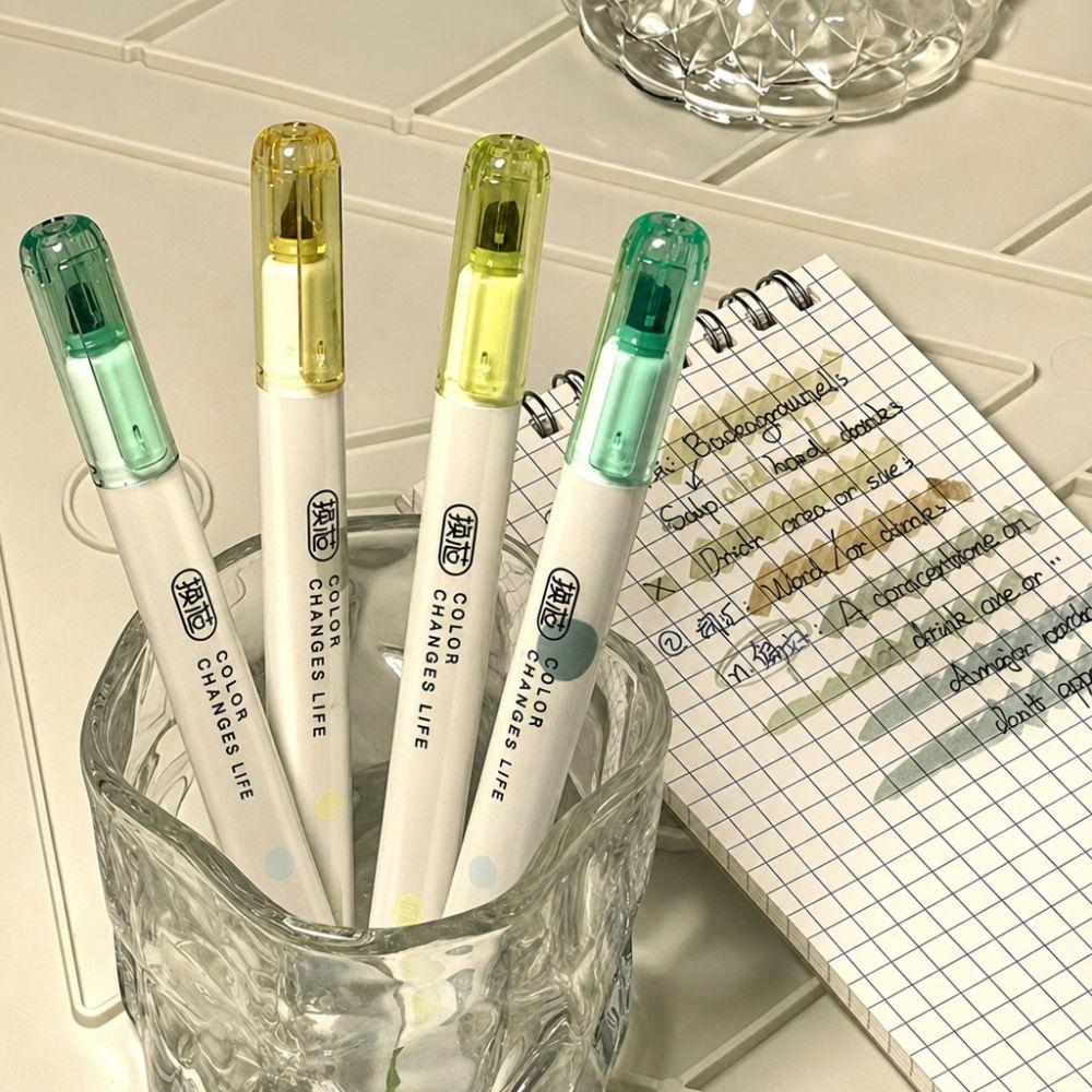 4pcs Soft Tip Highlighter Pen Refillable Note Taking Markers Durable Art Marker Pen  Students Gift