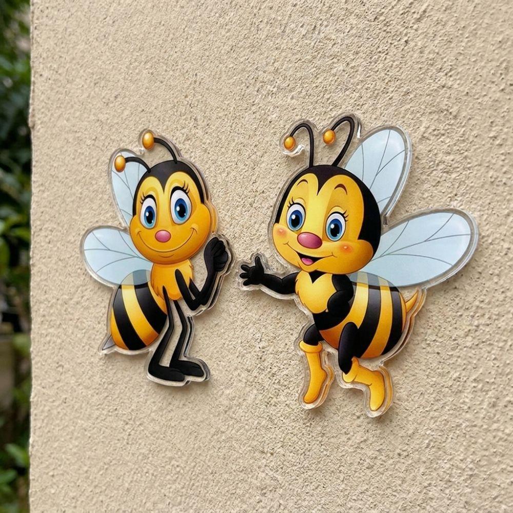 2Pcs Sun Resistant Garden Bee Hanging Plaque 2D Flat Outdoor Bee Art Hanging Courtyard Outdoor