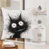 Funny Black Cat Throw Pillow Covers 18x18 Set of 4, Cartoon Gothic Pet Pillow Cases Kit with Zipper, Fun Kids Goth Cat Pillows for Cat Lovers Velvet
