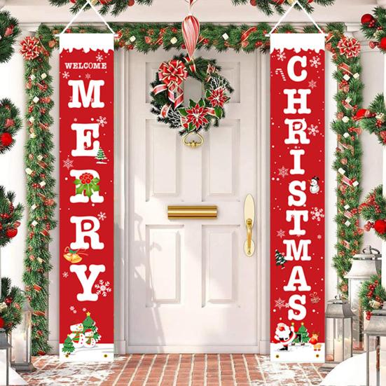 1 пара рождественских двустиший, которые легко повесить, Санта-Клаус, знак на крыльцо, баннеры на дверь, многоразовые подвесные двустишия для входной двери, принадлежности для новогодней вечеринки