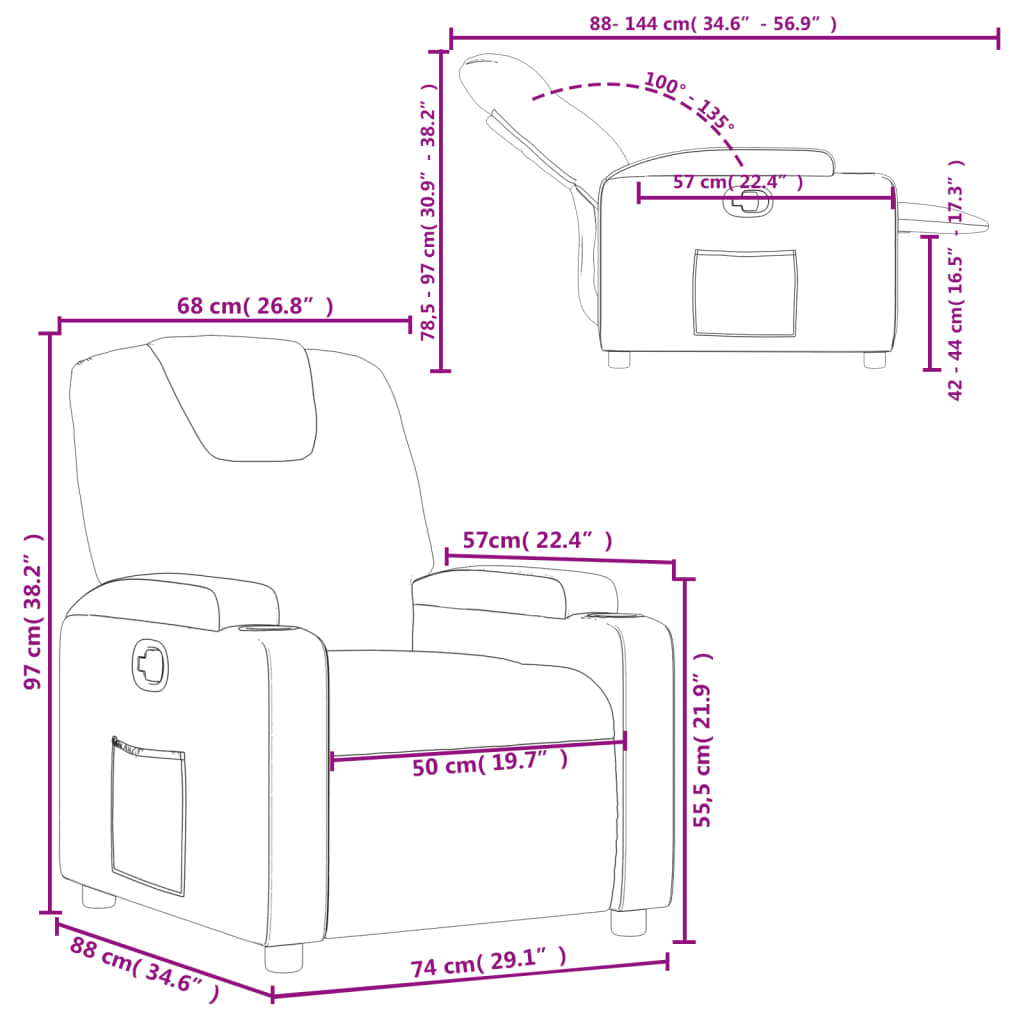 Relaxation Armchair Grey Synthetic Leather