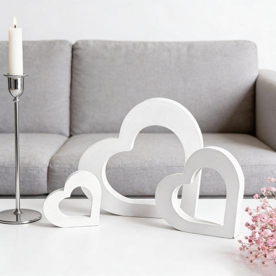 3 шт. Деревянные центральные элементы в форме сердца, Романтический знак в форме сердца на День святого Валентина для стола, камина, свадебной вечеринки, домашнего декора