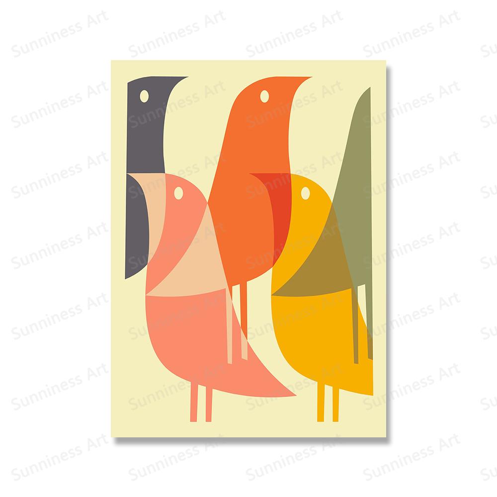 Выставка Баухауса Птица Геометрическая Абстракция Поп-культура Настенное Искусство Холст Картины Плакаты Печати Картины Для Декора Гостиной