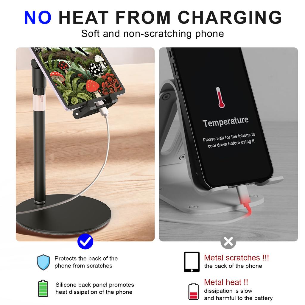 Desktop Tablet Stand Phone Holder for 4-14 Inch Devices Adjustable Tabletop Mount for Video Calls Reading Streaming Office Use