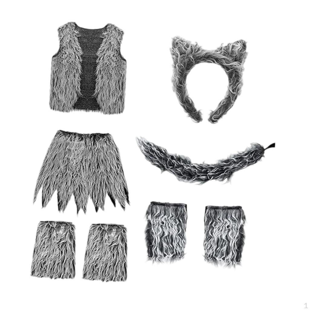 Kids Wolf Costume Set Animal Accessories for Performance Cosplay Party