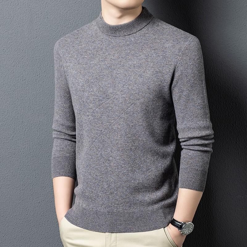 Men's Winter 100% Wool Round Neck Pullover Sweater