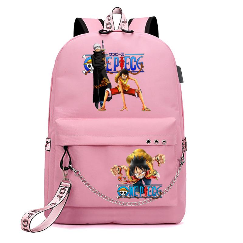 Школьная сумка-рюкзак USB с принтом One Piece для учеников начальной и средней школы, для мужчин и женщин, с лямками