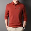 Men's Long-sleeved T-shirt Spring and Autumn New Lapel POLO Shirt Middle-aged Solid Color Bottoming Shirt Top
