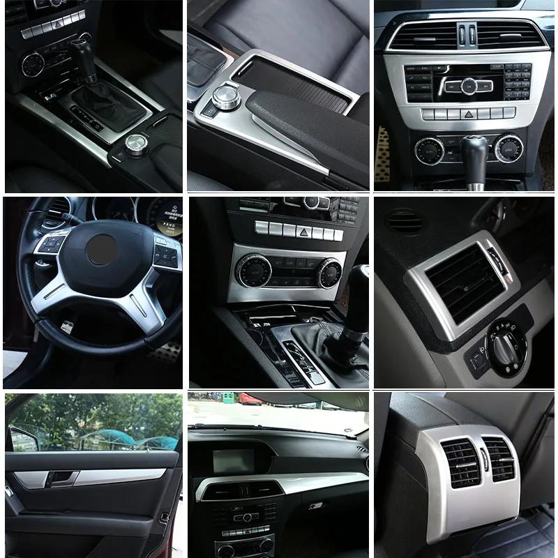 АБС Серебристый Для Mercedes benz C Class W204 C180 C200 2007-2013 Украшение Салона Автомобиля Накладки Наклейки Авто Аксессуары