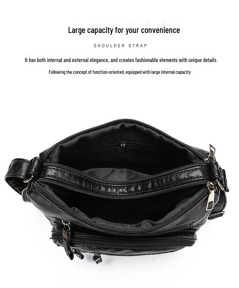 Женская сумка через плечо из мягкой кожи с несколькими отделениями