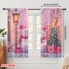 2pcs,2D plane printing Curtains Digital Printed Cute Snowmen Christmas Tree Gifts (2) Polyester Fabric (without rod) Festive for