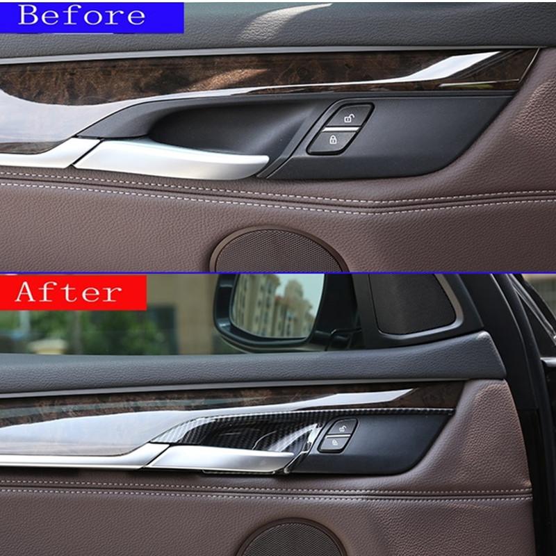 Стиль из углеродного волокна, внутренняя дверная ручка автомобиля, чаша, рамка, декоративная крышка, наклейки для BMW X5 F15 X6 F16 2014-2018