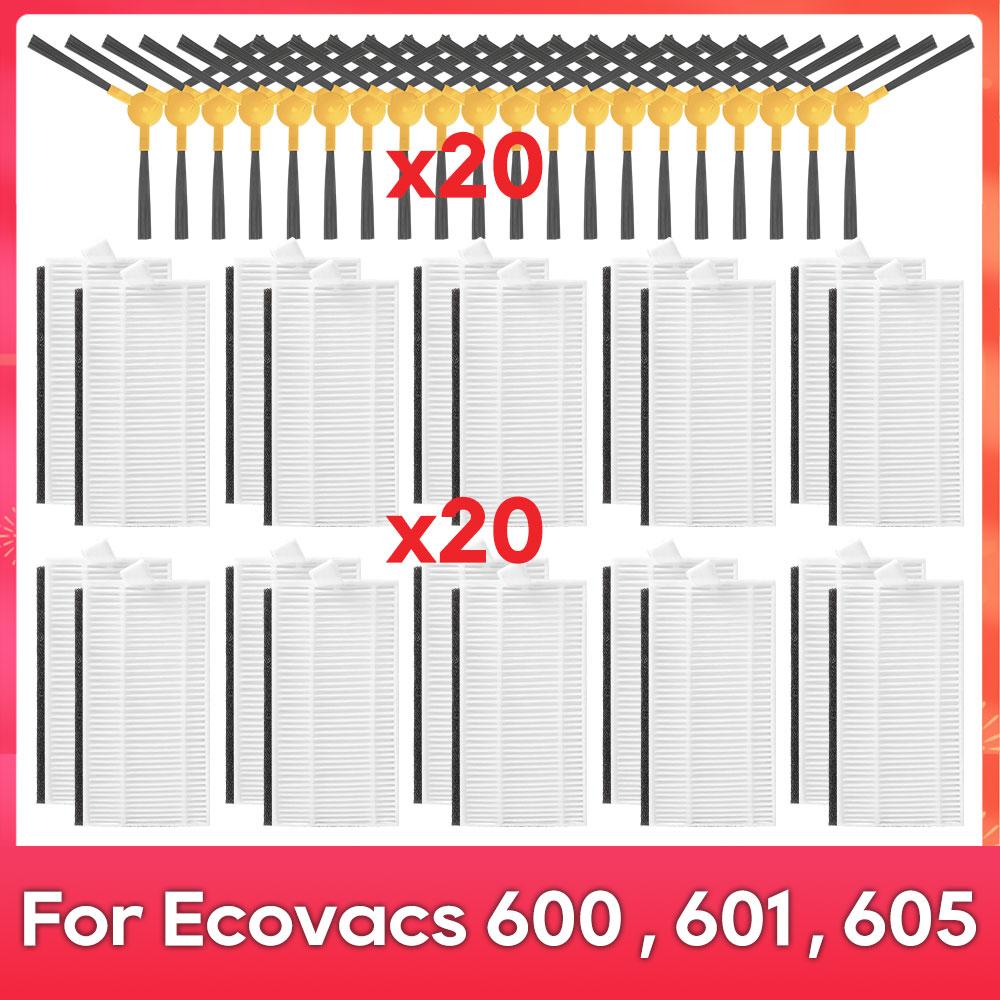 Подходит для ( Ecovacs DEEBOT 600, DO3G, 601, 605 ) Робот-пылесос Ролик Боковая щетка Крышка Фильтр Замена Запасная часть Аксессуар