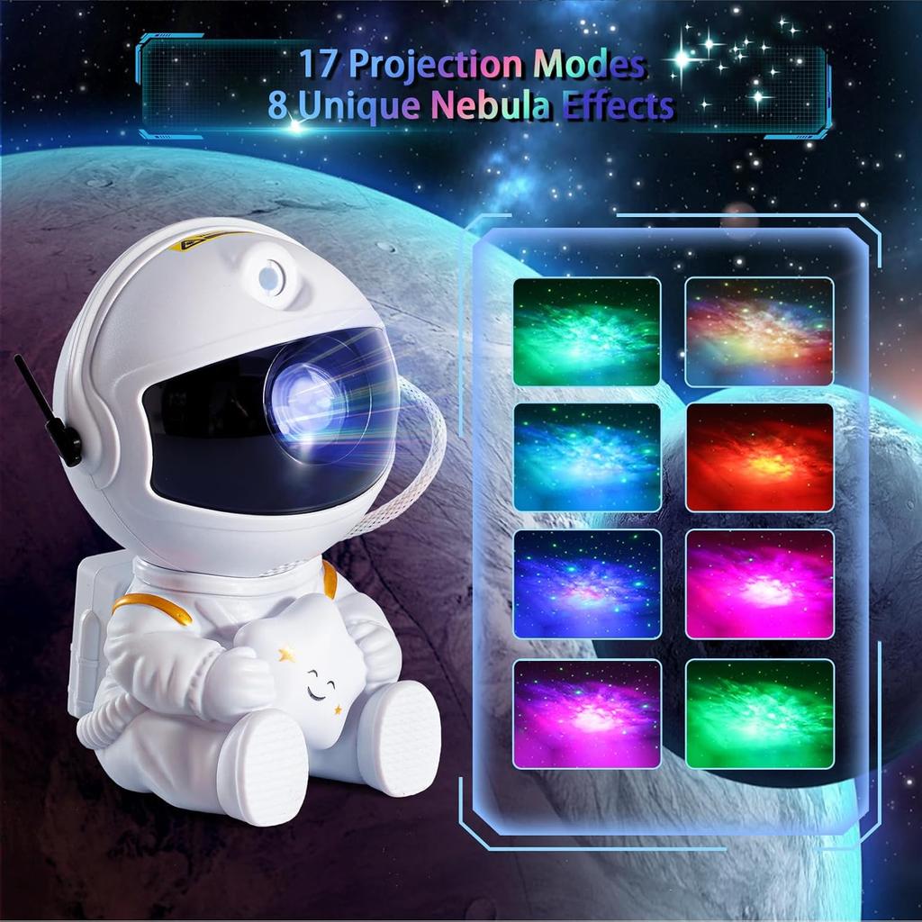 Astronaut Galaxy Projector, Star Projector Galaxy Light, Night Light for Kids, Nebula Ceiling LED Lamp, Room Decor, with Timer