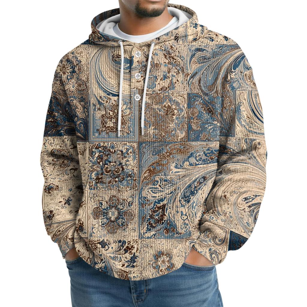 Men's Knit Hooded Sweatshirt Casual Long-Sleeve Sweatshirt