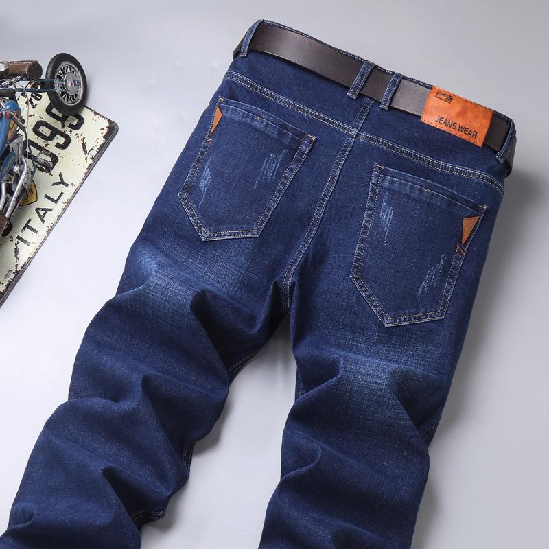 Jeans Business High Waist Men'S Jeans Elastic Loose Straight Tube Middle Aged Casual Cotton Longmao Men'S Work Pants