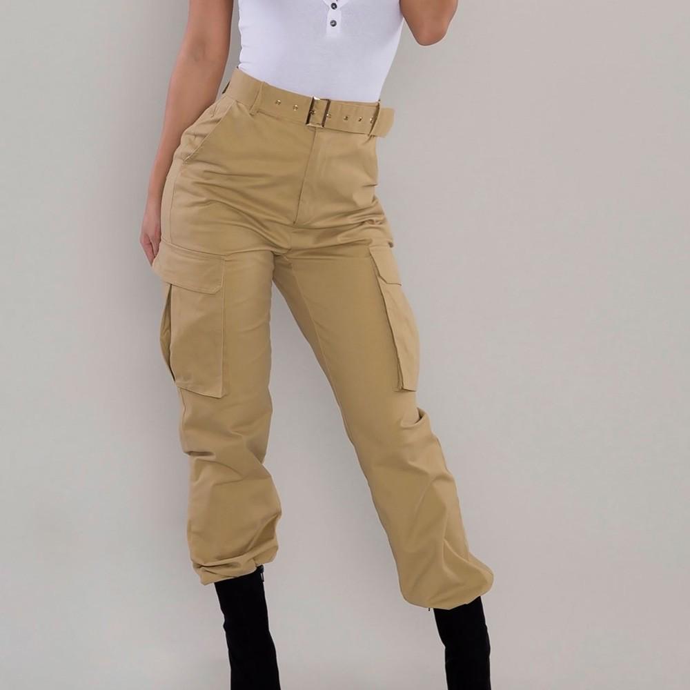 Женские брюки-карго, повседневные брюки, военные армейские однотонные брюки, карманные брюки