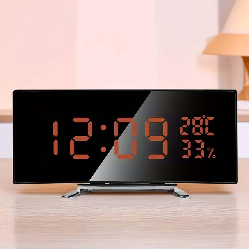 Curved Screen Digital Alarm Clock Large Table Clock Multi-function Desk Clock  Table Use