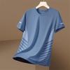 Summer Men Top Ice Silk Quick-drying Mesh Short Sleeves Plus Size O Neck Loose Contrast Color Thin Elastic Casual Pullover Daily Sport T-shirt