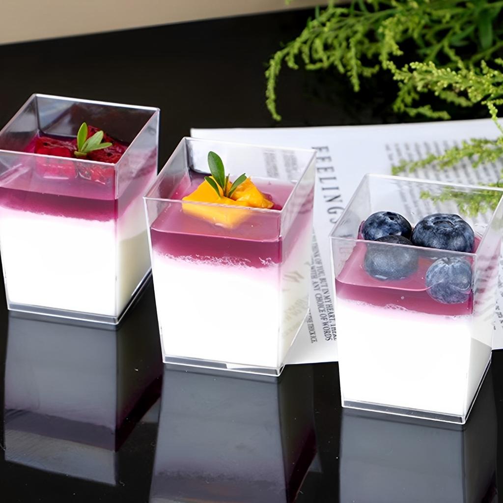 50 шт. десертных стаканчиков 150 мл десертные квадратные стаканчики моющиеся стаканчик для парфе закуски десертная чашка миска пластиковая десертная чашка для Рождества