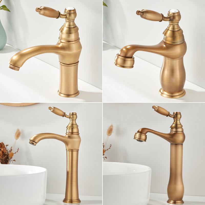 Tuqiu античный бронзовый смеситель для ванной комнаты латунный смеситель для раковины монтируемый на бортик кран для мойки горячая и холодная вода кран для раковины латунный смеситель для туалета