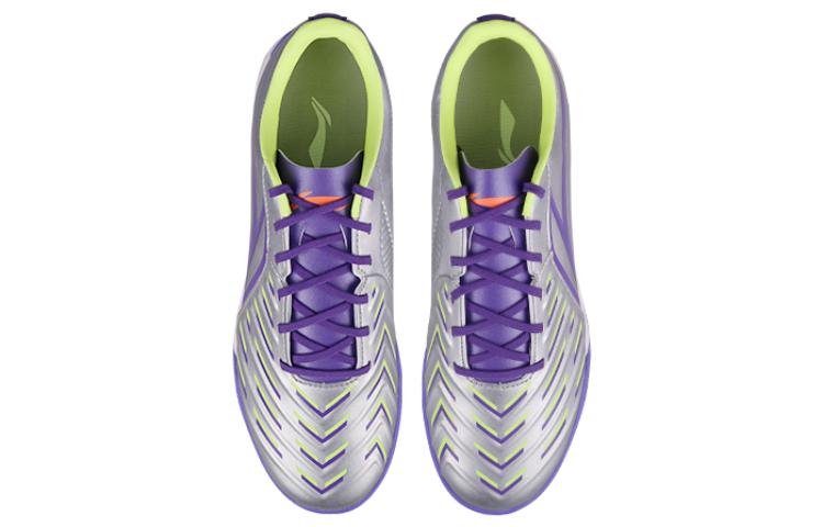 Li Ning TF Turf Искусственная кожа Амортизация, Износостойкие Футбольные бутсы Мужские Серебристо-фиолетовые YSTT031-5