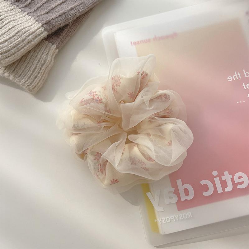 Двухслойные резинки из шелковой органзы, милая цветочная повязка для волос для девочек, резинка для хвоста, резинки, заколки для волос, аксессуары для волос