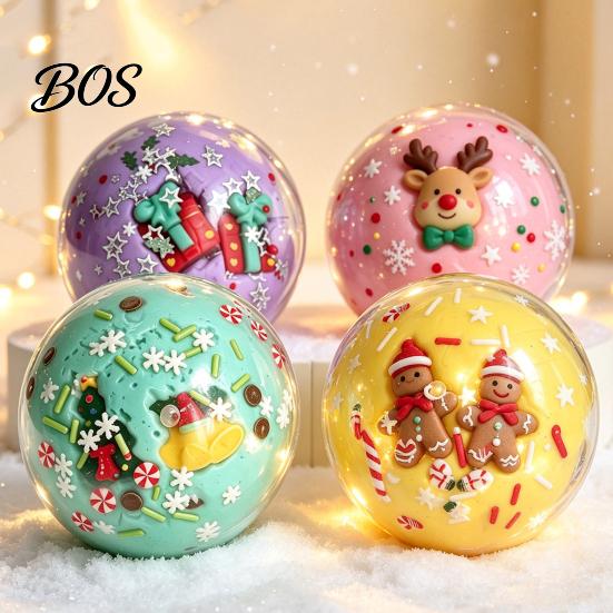 Soft Squeeze Sensory Toys 1/4Pcs Christmas Stress Ball Fidget Toy, Anxiety Relief Squeezable Ball, Xmas TPR Theme Party Favors for Adults and