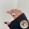 Korean S925 Silver-Plated Three-Layer Retro Hip-Hop Stacking Ring for Women
