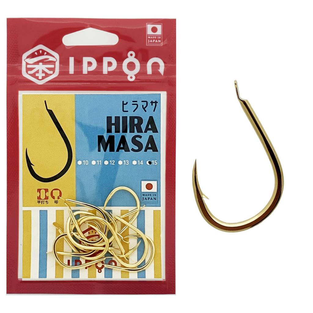 IPPON (1 Piece) Yellowtail Gold-Coated Fishing Hooks, Made in Japan, Value Pack (15 Size 12 Hooks)