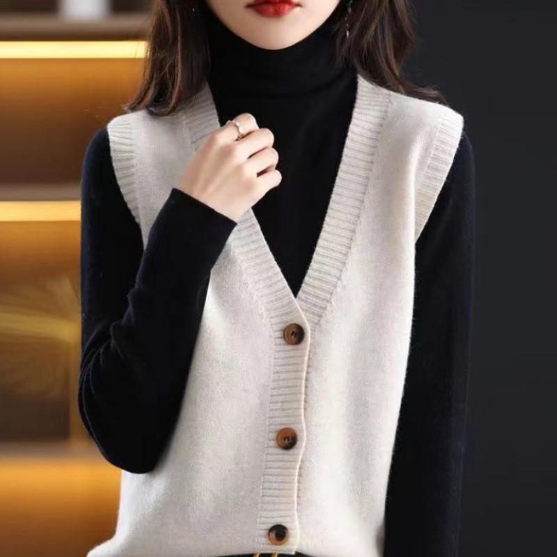 Вязаный жилет, кардиган, женский вязаный жилет без рукавов, ранняя весна 2022, новый однотонный повседневный женский свитер без рукавов