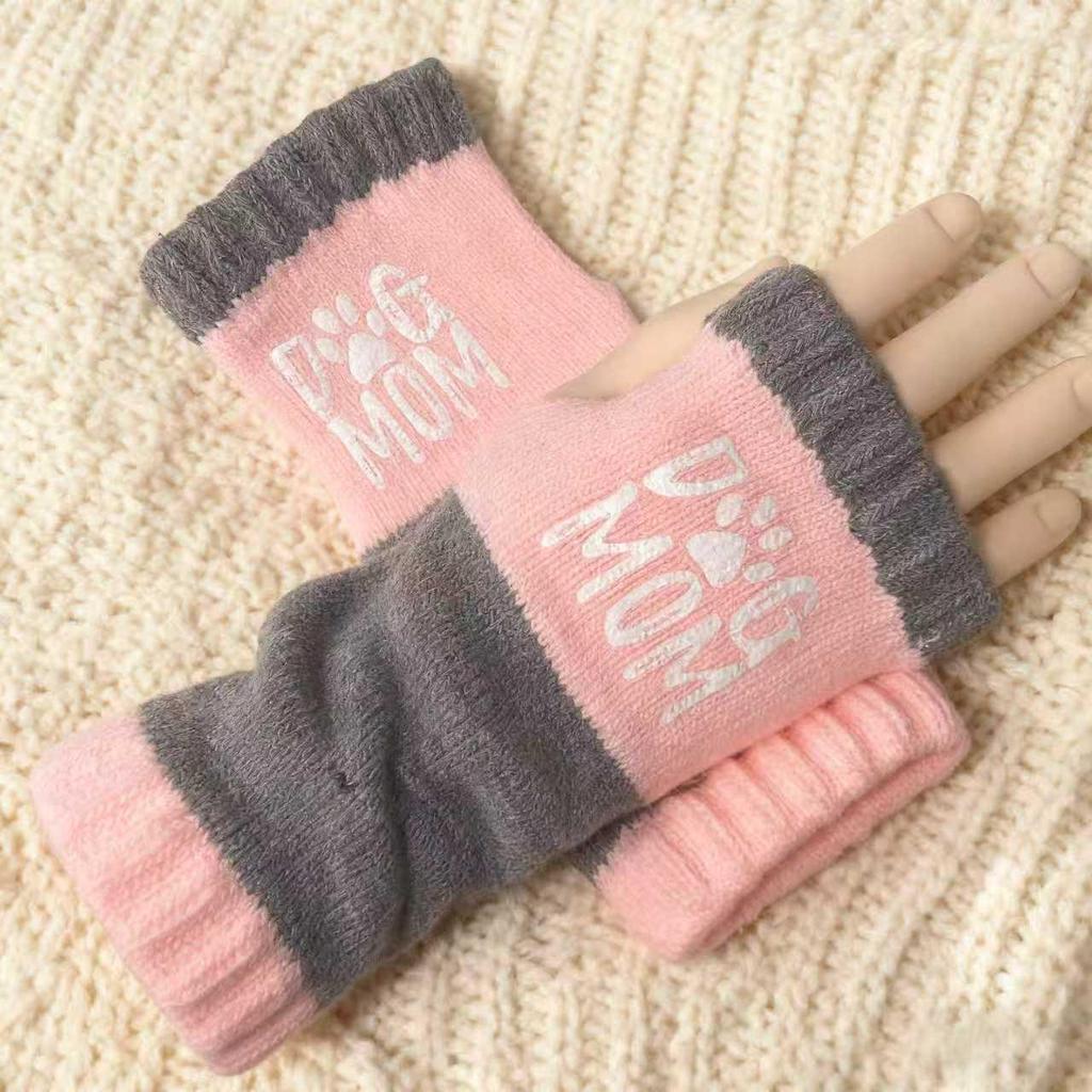 Женские осенне-зимние модные вязаные вышитые перчатки