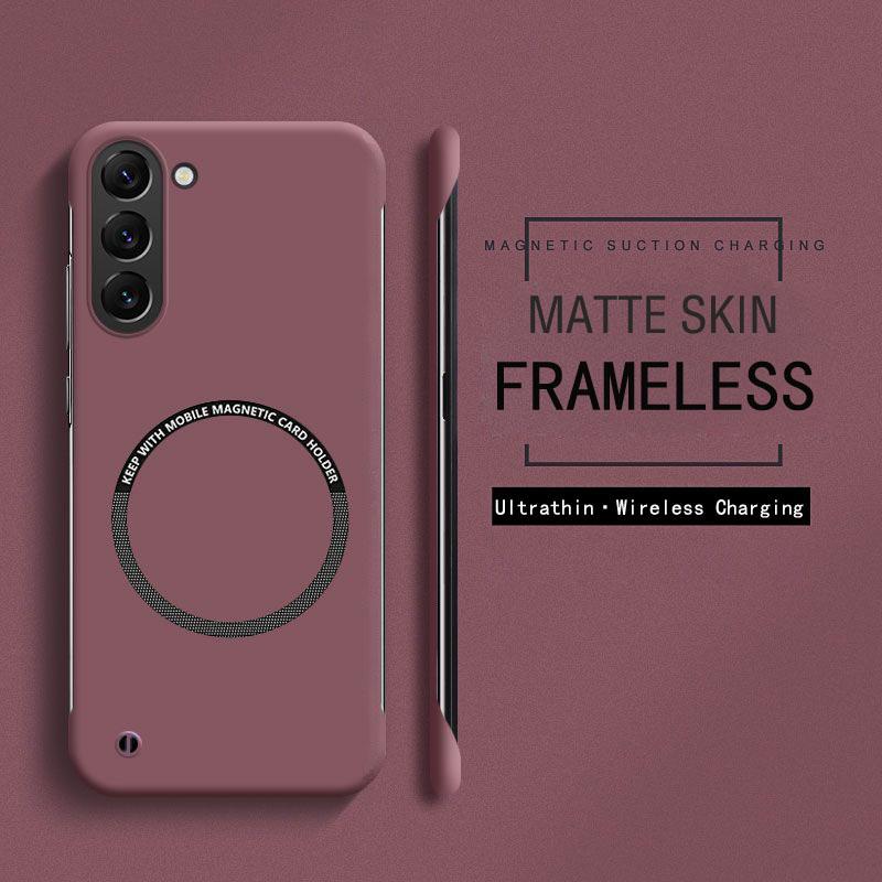 Безрамный магнитный тонкий чехол Magsafe для Samsung Galaxy S23 FE S24 S25 Ultra Plus с беспроводной зарядкой, жесткая матовая задняя крышка из ПК