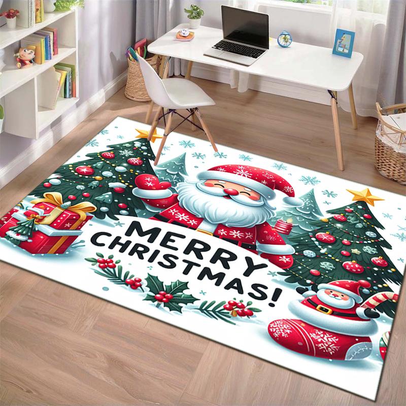 Merry Christmas Festive Greetings Carpet Printing Home Decor Protective Pad Doormat Art