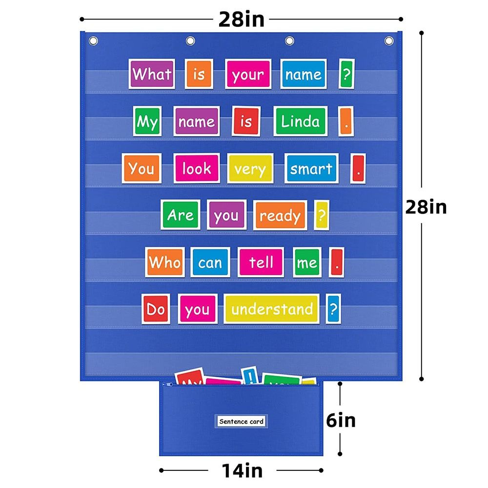 Large Classroom Pocket Chart Educational Daily Schedule Pocket Accessories Standards Pocket Chart