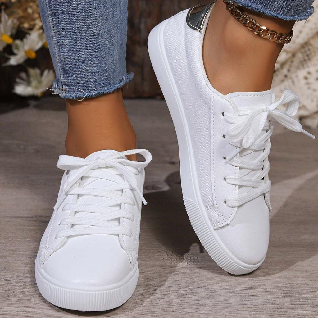 Flat Bottomed Casual Lace Up Sports Board Shoes Round Toe Women's Shoes