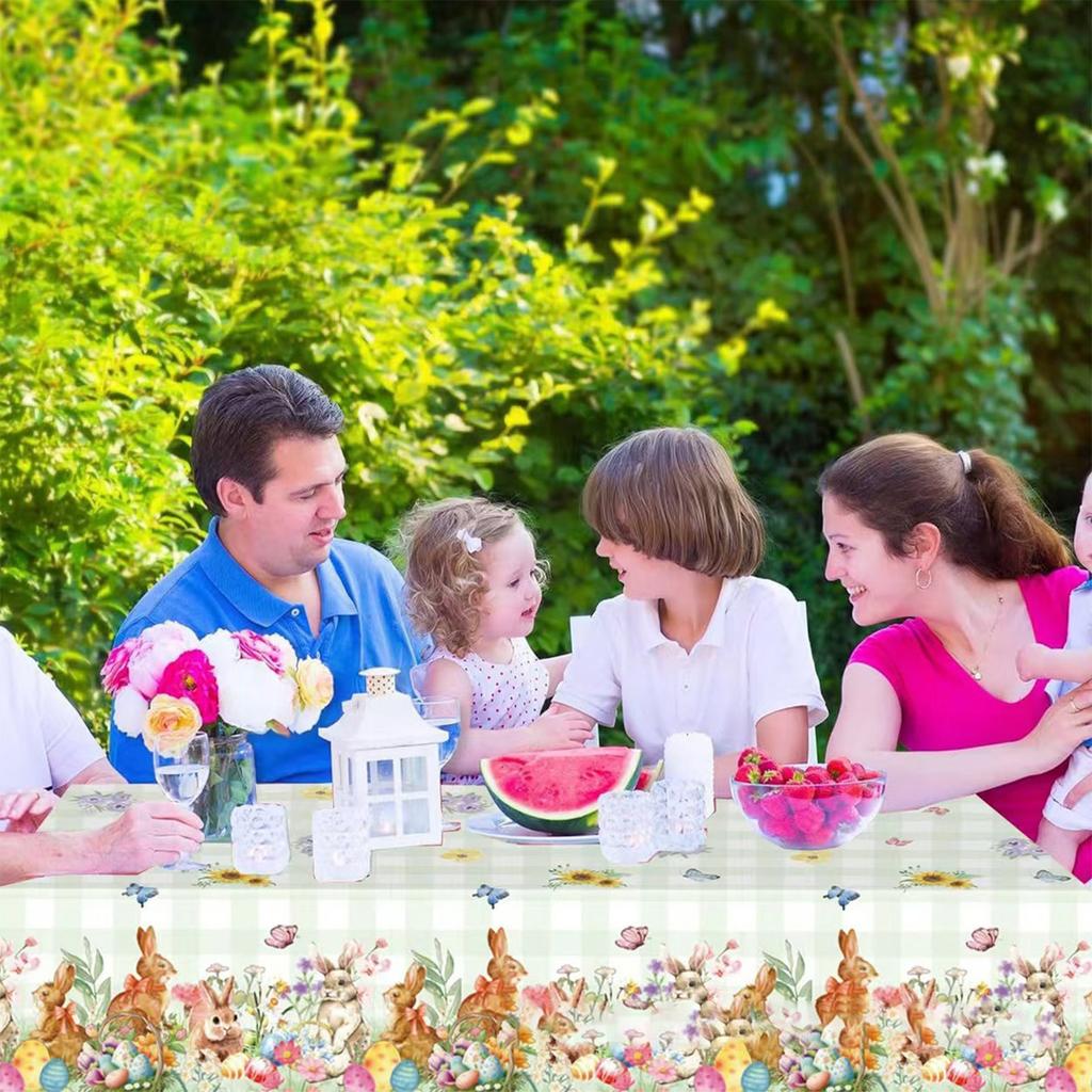 Пасхальная скатерть 54x108 дюймов Прямоугольная, Декор для пасхального стола, Весенняя скатерть Прямоугольная для вечеринки, Цветочные украшения для стола и пасхальные яйца для дома