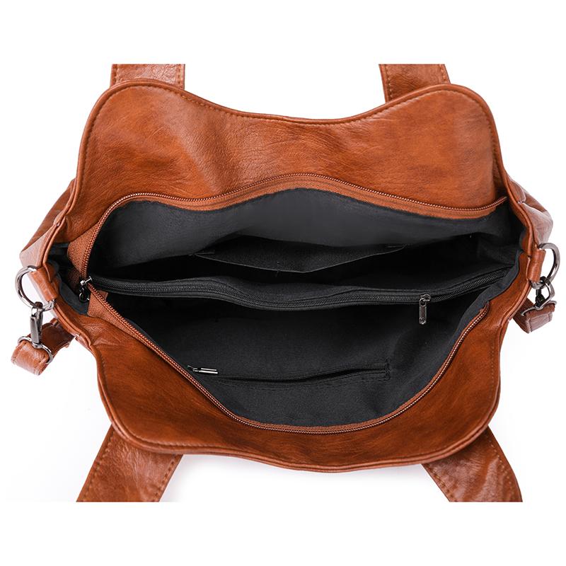 Women PU Leather Large Capacity Shoulder Bag Ladies Vintage Satchels Bags 2025 Summer Designer Handbag Tote Crossbody Bag