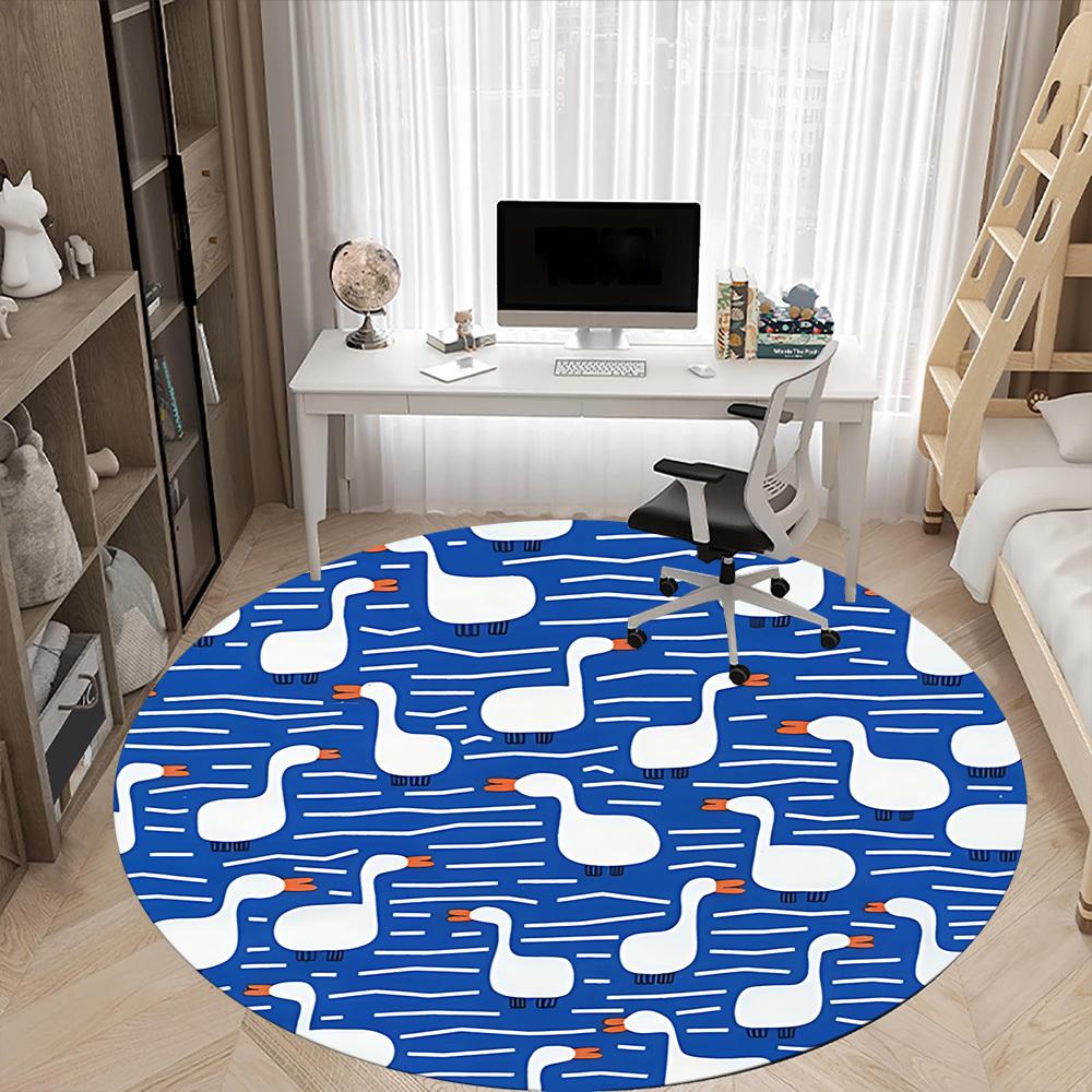 1pc Geese Pattern Office Round Area Rug,  Mat Suitable For Office, Under Office Chairs Bedroom Living Room Home Decor, Room Deco