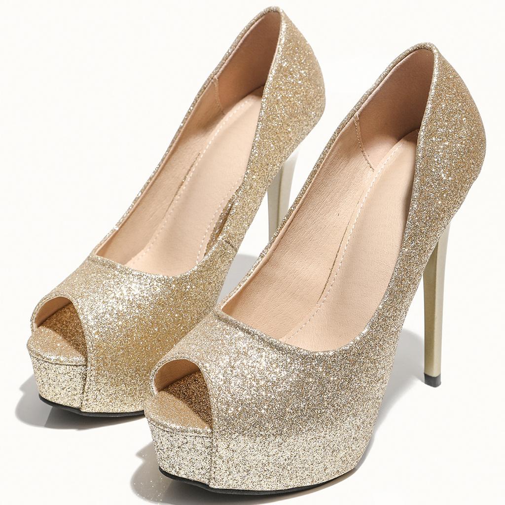 Весна и лето новые туфли на высоком каблуке с пайетками и блестками, водонепроницаемая платформа, свадебные туфли, сценический наряд, подиум, ночной клуб