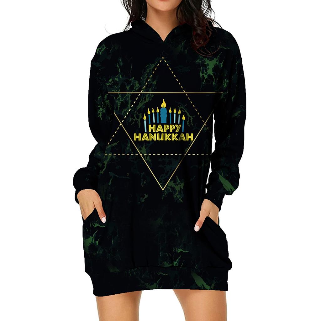 (радость выбирать)Женский повседневный пуловер с принтом, толстовка с длинным рукавом, платье с капюшоном и карманом