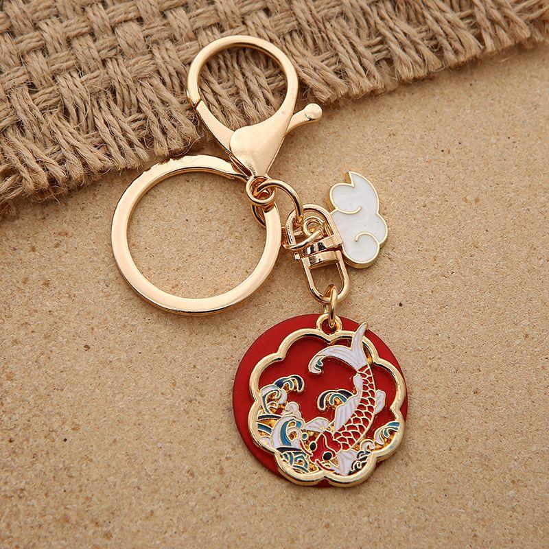 Chinoiserie Deer Cat Rabbit Decorated Keychain Key Rings Holder Gift Bag Pendants Accessories